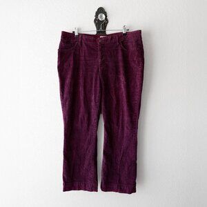 St John’s Bay Corduroy Pants Sz 12 Burgundy Straight Fit Secretly Slender Boot